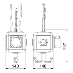 Jednostka zasilająca HoverCube 3 gniazda Schuko 16 A/250 1 gniazdo CEE 16A OBO BETTERMANN VH-4 3SD1C16 6109804