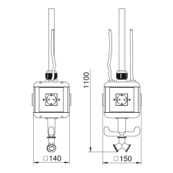 Jednostka zasilająca HoverCube z przyłączem sprężonego powietrza 4 gniazda Schuko 16 A/250 V OBO BETTERMANN VH-4L 4SD 6109812