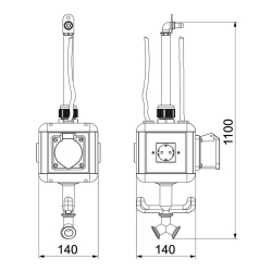 Jednostka zasilająca HoverCube z przyłączem sprężonego powietrza 3 gniazda Schuko 16 A/250 V 1 gniazdo CEE 16 A OBO BETTERMANN VH-4L 3SD1C16 6109814