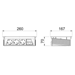 Składany Deskbox DB 3 x gniazdo 230V 60° ze stykiem ochronnym 2 x RJ45 OBO BETTERMANN DBK2-D4 D3S2K 6116806