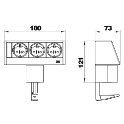 Deskbox DB 3 x 230V 0° ze stykiem ochronnym OBO BETTERMANN DB-0B3 D3S 6116936