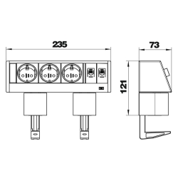 Deskbox DB 3 x gniazdo 230V 0° ze stykiem ochronnym 2 x RJ45 OBO BETTERMANN DB-1B3 D3S2K 6116942