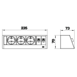 Deskbox DB 3 x gniazdo 230V 0° ze stykiem ochronnym 2 x RJ45 OBO BETTERMANN DB-0B3 D3S2K 6116945