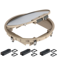 Okrągły zestaw z uchwytem do podnoszenia pokrywy na 12 gniazd do podłogi technicznej wypełnienie 5 mm OBO BETTERMANN GESR9 U beżowy