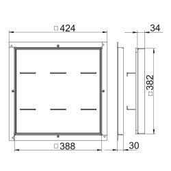 Rama kasetonowa rewizyjna do podłogi betonowej obciążenie 2T wypełnienie 24 mm OBO BETTERMANN RK SL2 V3 30 350-3 stal nierdzewna 30 mm