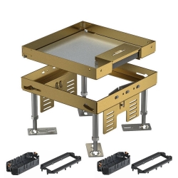 Regulowany zestaw z wyjściem przewodu na 6 gniazd do podłogi technicznej wypełnienie 20 mm OBO BETTERMANN RKSN2 4 MS 20 mosiądz