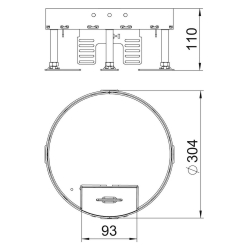 Regulowany okrągły zestaw z wyjściem przewodów na 12 gniazd do podłogi technicznej wypełnienie 20 mm  OBO BETTERMANN RKS2 R9 V25 stal nierdzewna