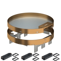 Okrągły zestaw z wyjściem przewodów na 12 gniazd do podłogi technicznej 20 mm OBO BETTERMANN RKS2 R9 V25 stal nierdzewna