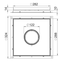 Rama kasetonowa z otworem na tubus podłoga techniczna do wysokich obciążeń wypełnienie 8 mm OBO BETTERMANN RKF3 V2 10 stal nierdzewna