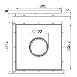 Rama kasetonowa z otworem na tubus podłoga techniczna do wysokich obciążeń wypełnienie 13 mm OBO BETTERMANN RKF3 V2 15 stal nierdzewna