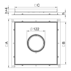 Rama kasetonowa z otworem na tubus podłoga techniczna do wysokich obciążeń wypełnienie 23 mm OBO BETTERMANN RKF3 V2 25 stal nierdzewna