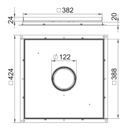 Rama kasetonowa z otworem na tubus podłoga techniczna do wysokich obciążeń wypełnienie 18 mm OBO BETTERMANN RKF3 V3 20 stal nierdzewna