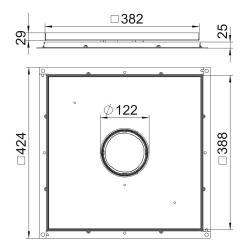 Rama kasetonowa z otworem na tubus podłoga techniczna do wysokich obciążeń wypełnienie 23 mm OBO BETTERMANN RKF3 V3 25 stal nierdzewna