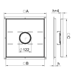 Rama kasetonowa z otworem na tubus podłoga techniczna do wysokich obciążeń wypełnienie 24 mm OBO BETTERMANN RKF2 SL2 V3 30 stal nierdzewna