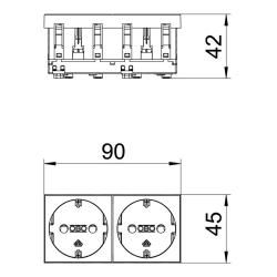 Gniazdo podwójne 0° VDE aluminium OBO BETTERMANN STD-D0 AL2 6120032