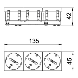 Gniazdo potrójne 33° VDE aluminium OBO BETTERMANN STD-D3S AL3 6120133